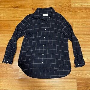 Women’s Rag & Bone Windowpane Long Sleeve Button Down, Navy and White Size Small